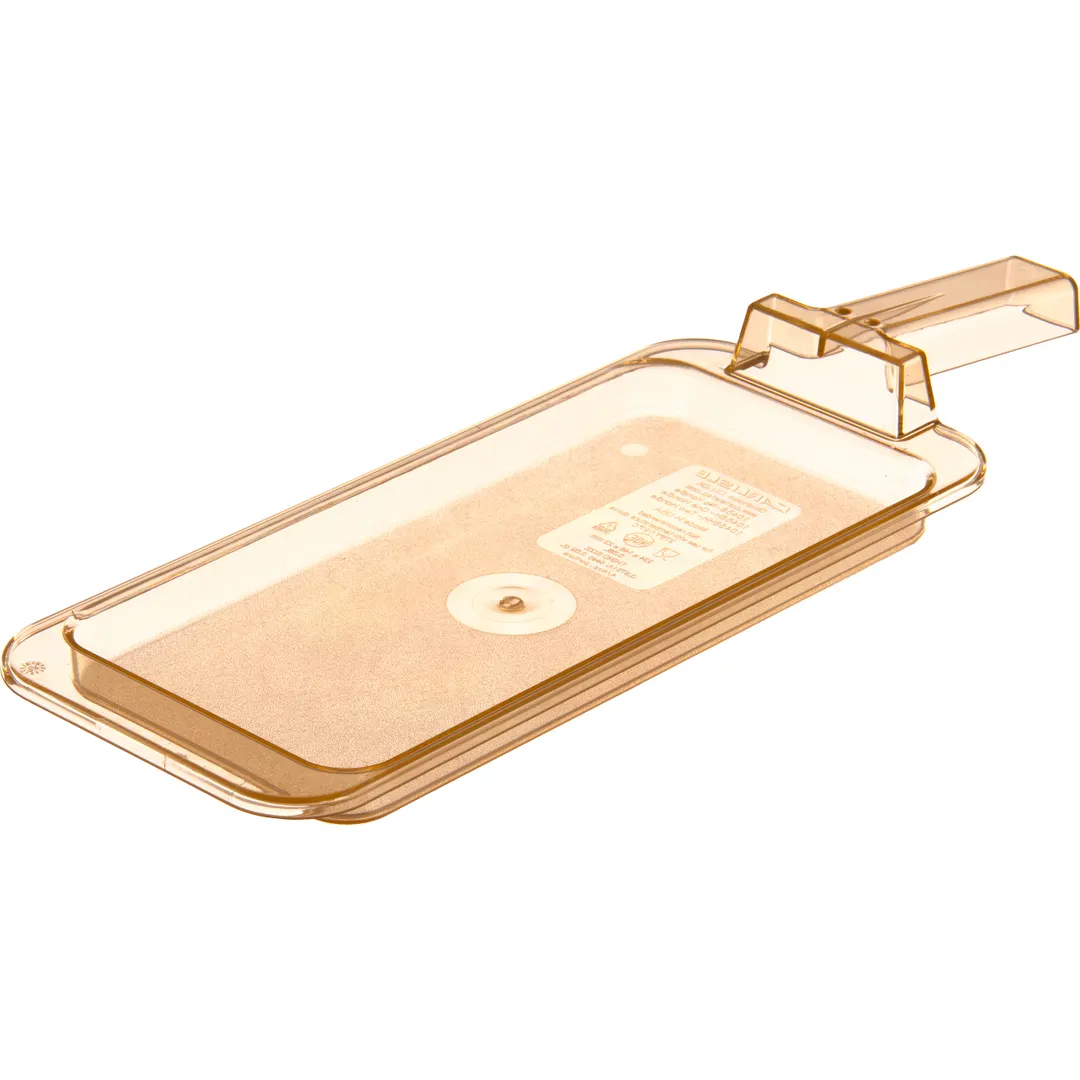 Carlisle 10458H13 High Heat Food Pan, 1/3 Size, 7/8" Deep, Handled, Polyether Sulfone, Amber