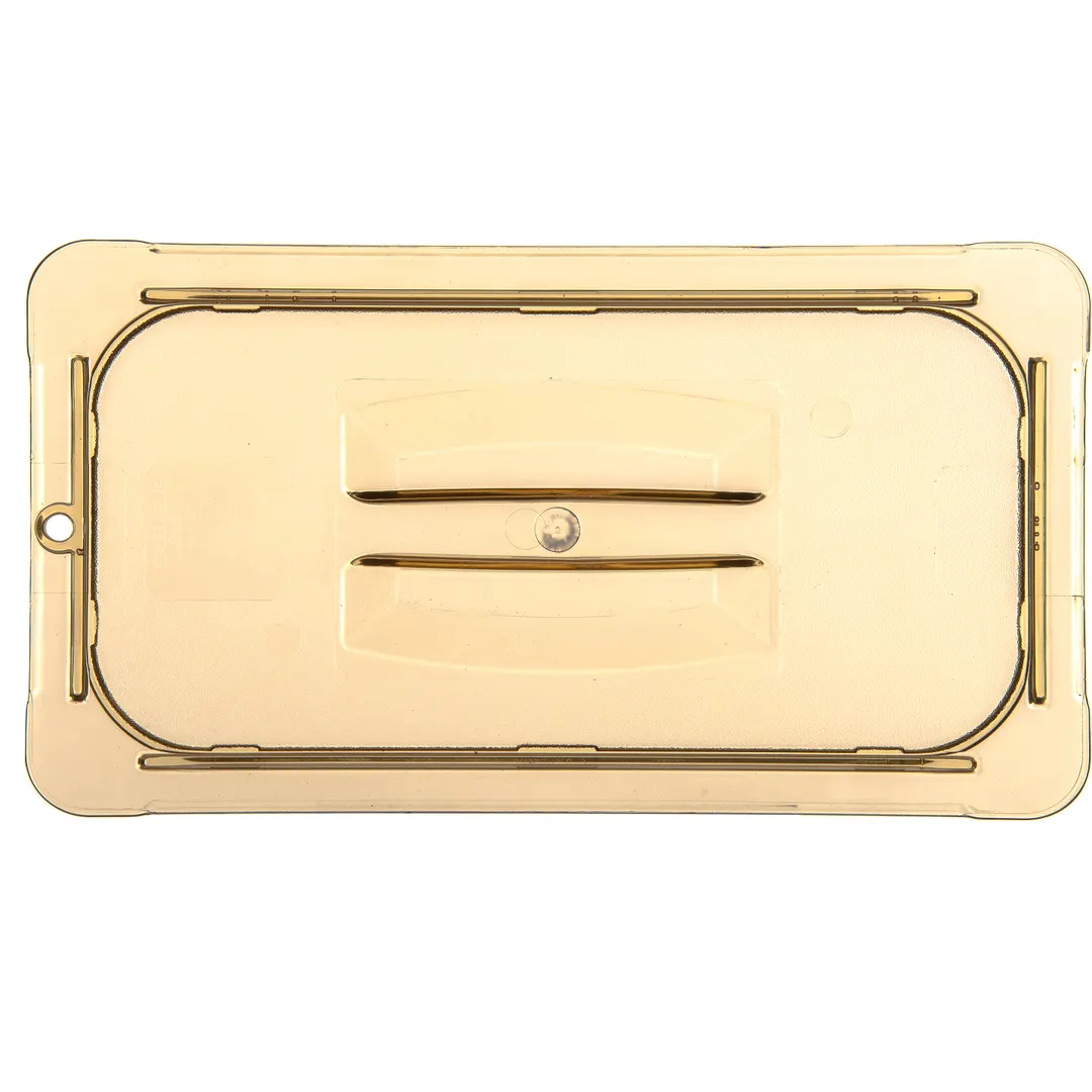 Carlisle 10470U13 StorPlus Hi‑Heat Lid, 1/3‑Size Handled Amber Polyethersulfone, Non‑Slip