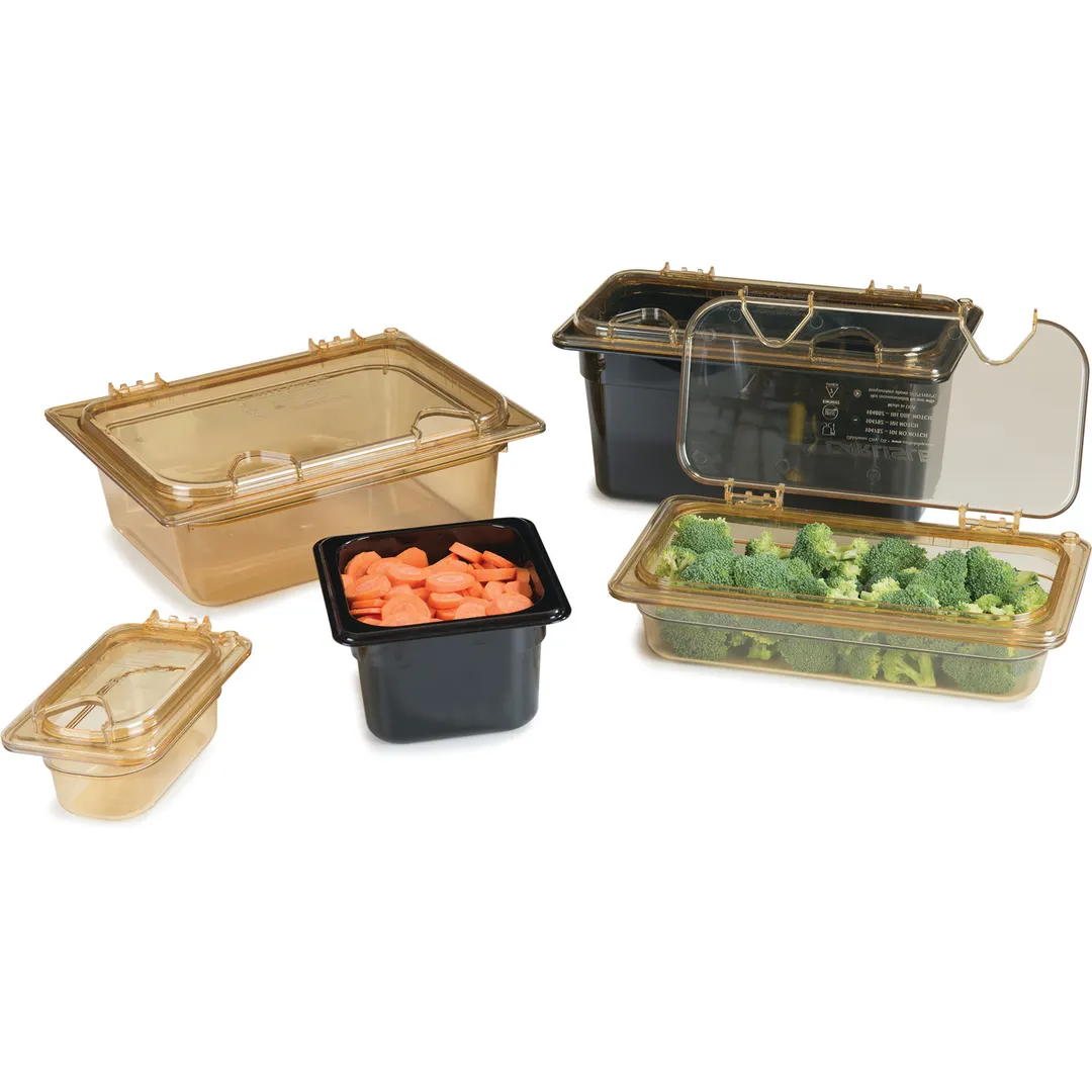 Carlisle 10539Z13 Storplus Ez Access High Heat Universal Lid, 1/9 Size, Hinged, Notched