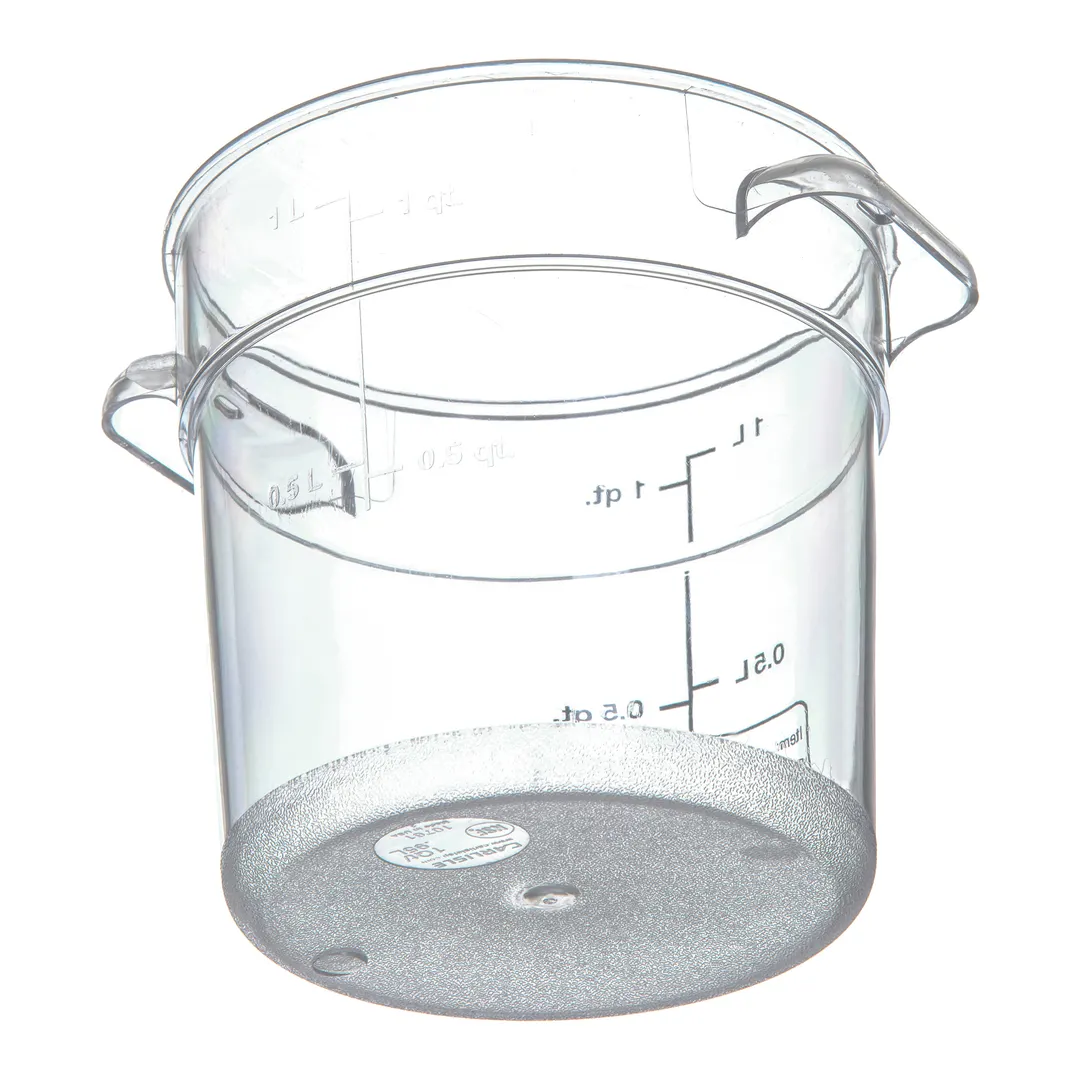 Carlisle 1076107 StorPlus Food Storage Container, 1 qt, Round, Polycarbonate, Clear, Dishwasher Safe