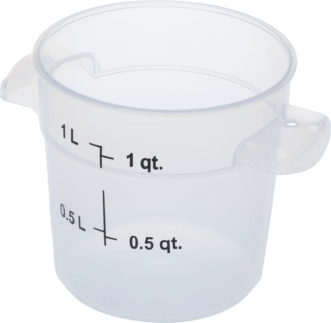 Carlisle 1096130 Food Storage Container, 1 Qt, Round, Polypropylene, Clear, NSF, Made in USA