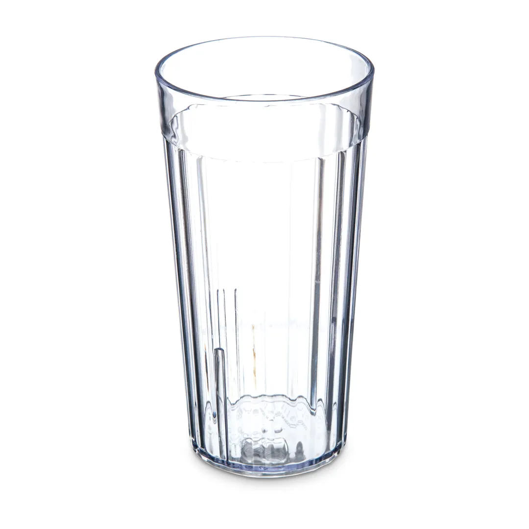 Carlisle 111607 - 16 oz Clear Fluted SAN Tumbler, Chip Resistant, BPA‑Free, Dishwasher Safe, Stackable