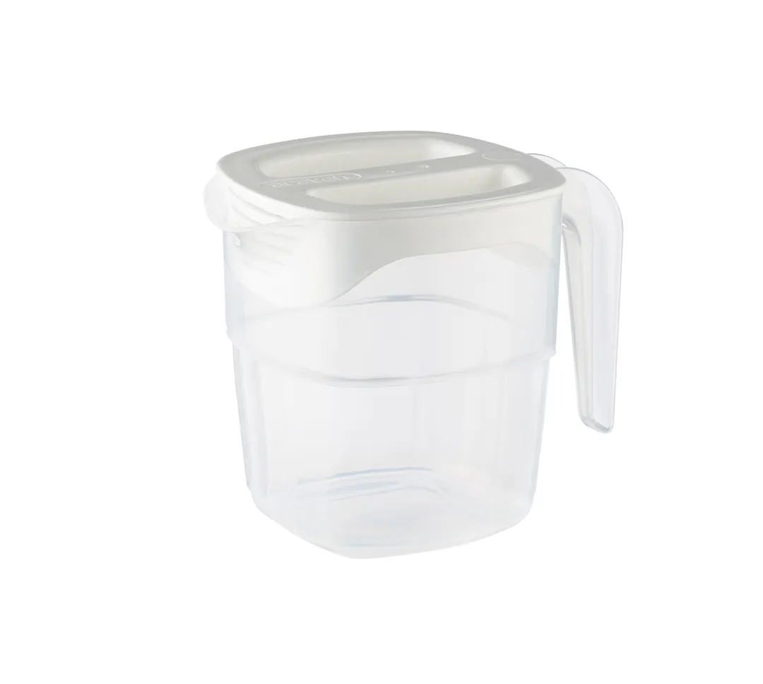 Carlisle 11401 Araven Plastic Pitcher, 34 Oz Clear Polypropylene, Stackable with Handle and Lid
