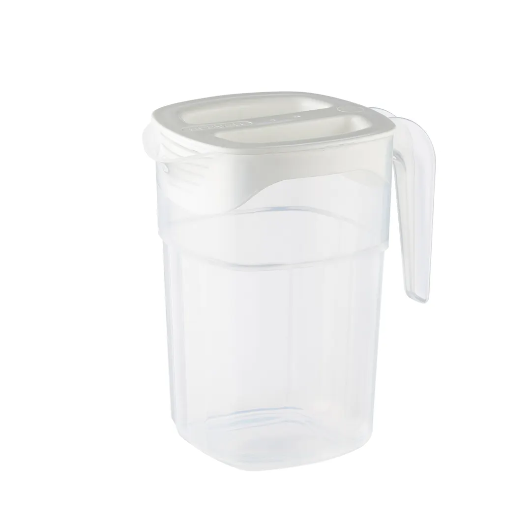 Carlisle 11402 Plastic Pitcher – 47 oz Clear Translucent Polypropylene Stackable with Handle and Lid