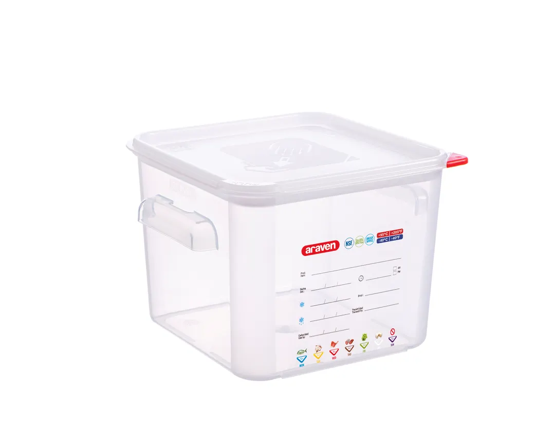 Carlisle 11853 Storage Container, 6.3qt, 8-7/8"W x 8-7/8"D x 7-1/2"H, Square Clear PP, Airtight Lid
