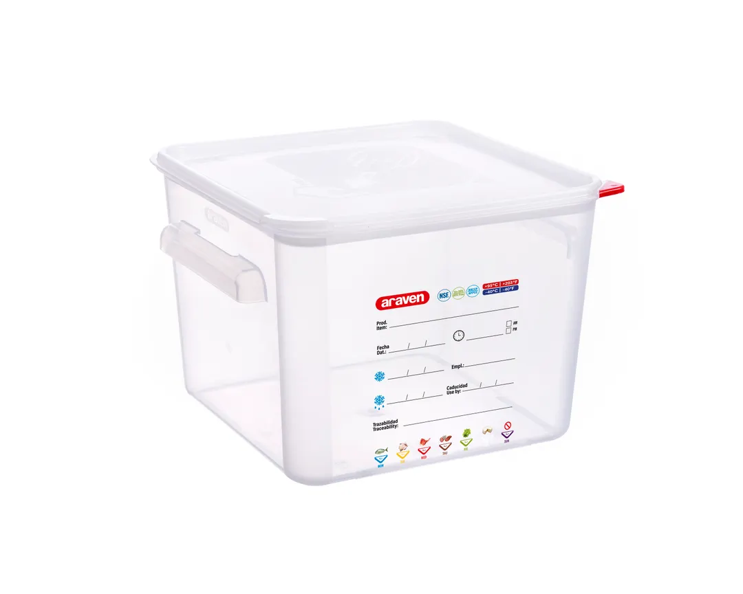Carlisle 11855 Araven Storage Container, 12.6qt, 11-1/4"W x 11-1/4"D x 8-1/4"H, Clear PP, BPA‑Free