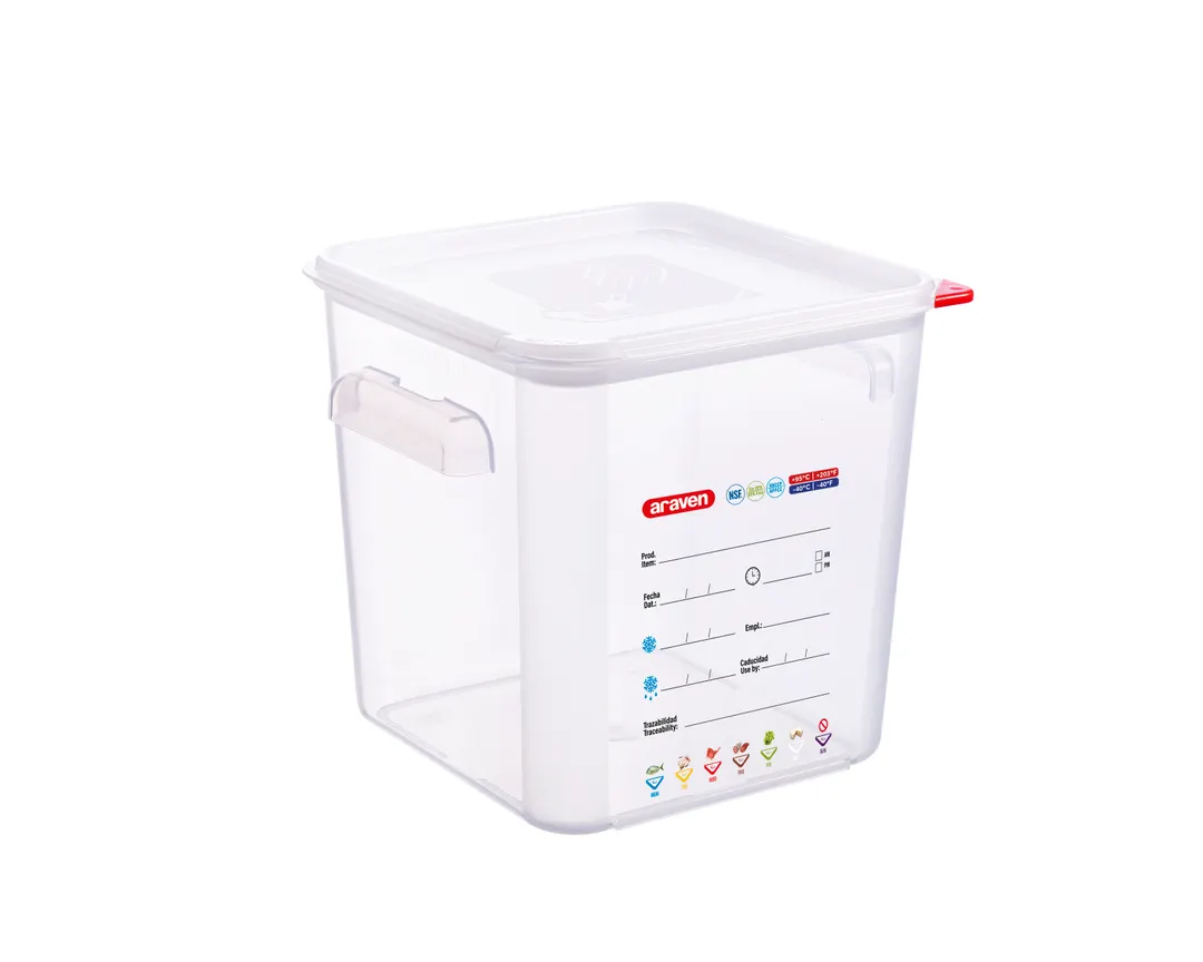 Carlisle 11856 Araven Food Storage Container, 12.6qt, 11-1/4" Square, Clear Polypropylene, BPA‑Free