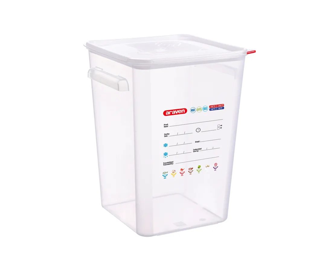Carlisle 11857 Araven Container, 23 Qt, 11-1/4"W x 11-1/4"D x 15-3/4"H, Sq. Polypropylene Lid