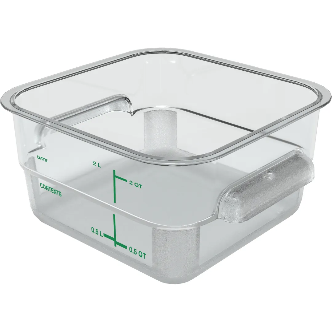 Carlisle 11950AF07 Storage Container, 2 qt., 7-1/8" x 3-4/5"H, Square, Polycarbonate, Clear Purple