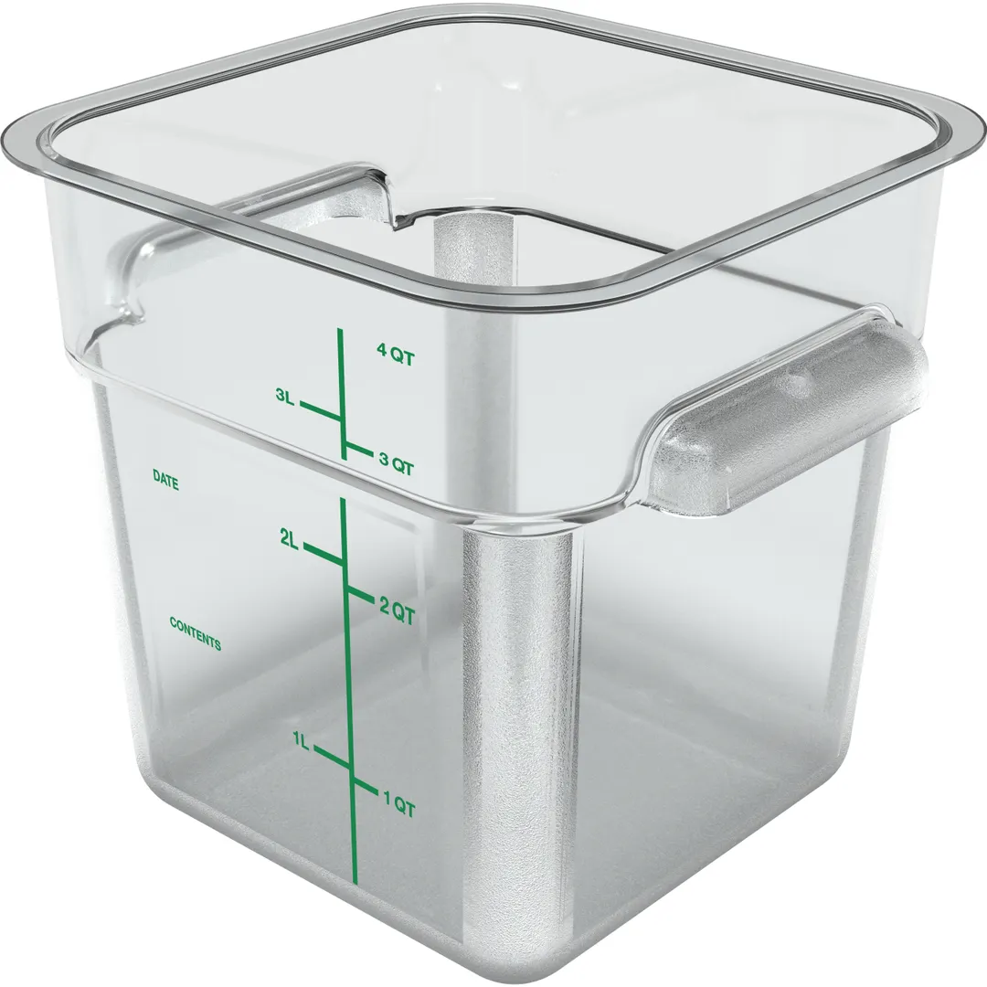 Carlisle 11951AF07 Food Storage Container - 4 Qt., 7-1/8" x 7-3/10"H Polycarbonate Clear Made in USA