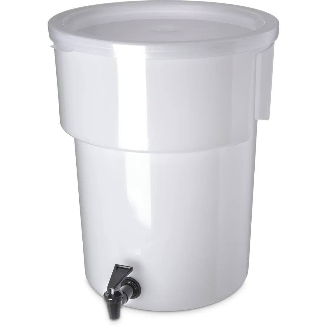 Carlisle 221002 Beverage Dispenser, 5‑Gallon, 15‑3/7"H x 12‑3/8" Dia., Polyethylene, Spring Faucet