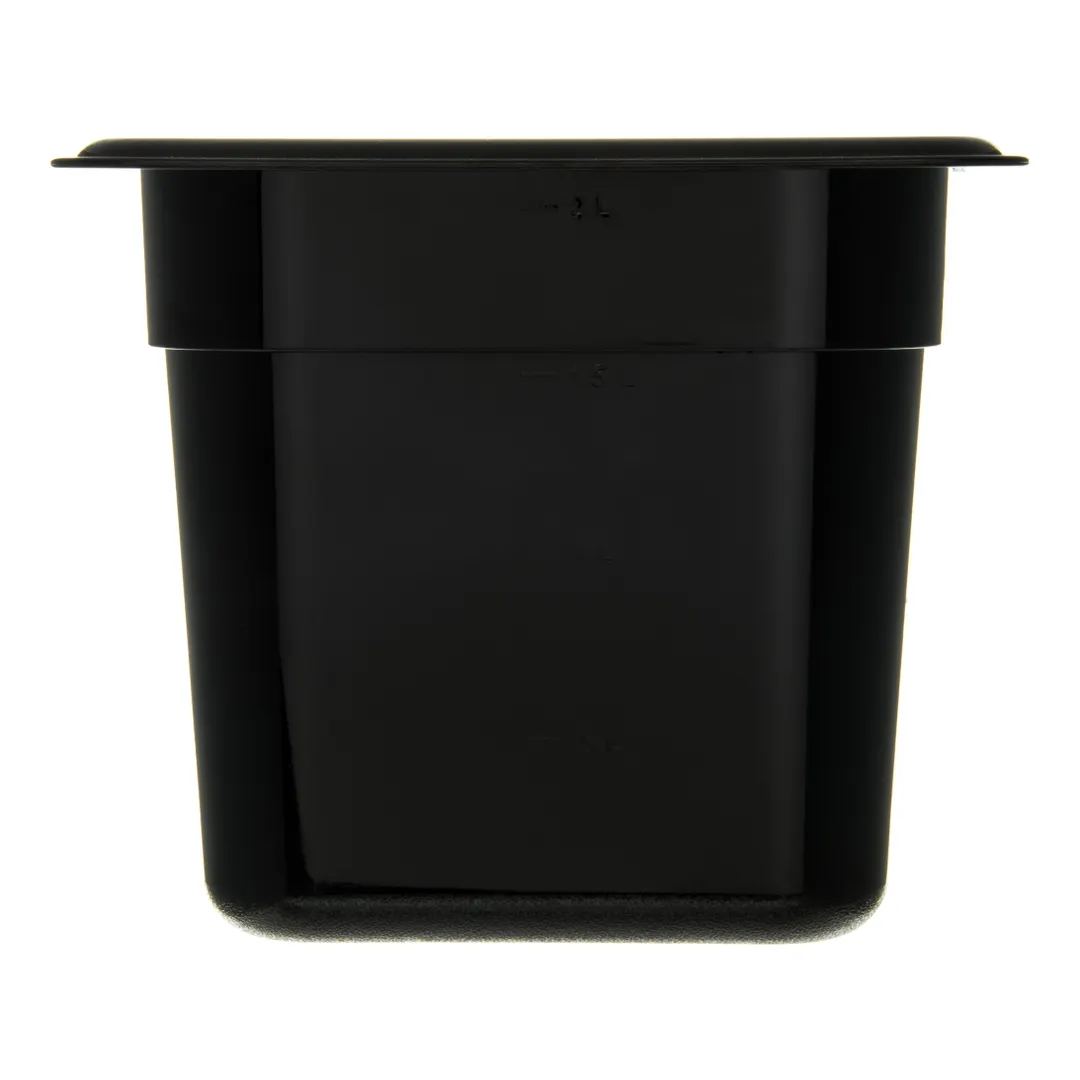 Carlisle 3068503 Food Pan, 1/6 Size 2.5 Qt, Polycarbonate Black, 6‑3/4" x 6‑22/25" x 6" Deep