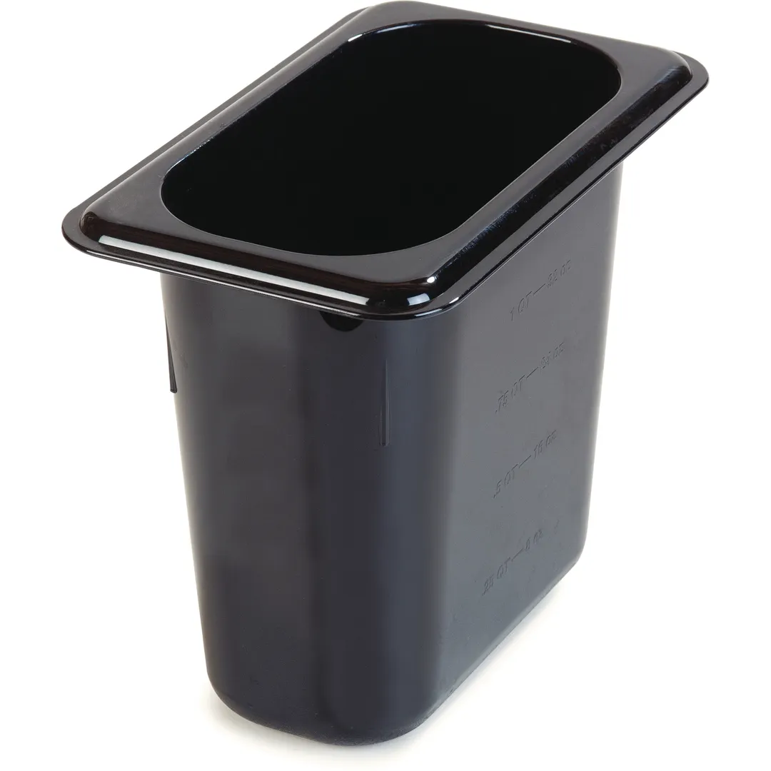 Carlisle 3068803 1/9 1.4qt Pan, 6-3/4" x 4-1/4" x 6" Polycarbonate Black -40°‑212°F, Dishwasher Safe