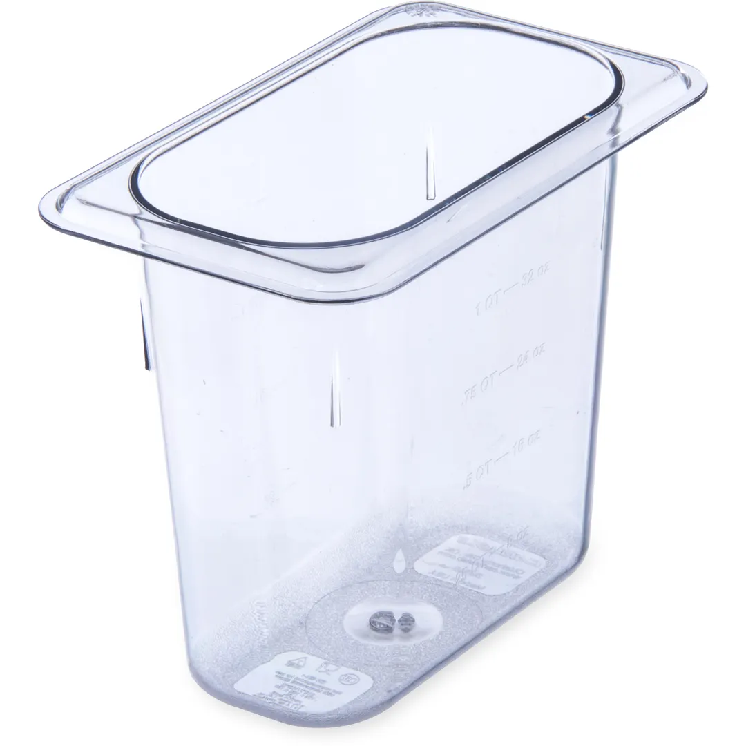 Carlisle 3068807 1/9 Size 1.4 Qt Clear Polycarbonate Pan 6-3/4" x 4-1/4" x 6" -40° To 212°F