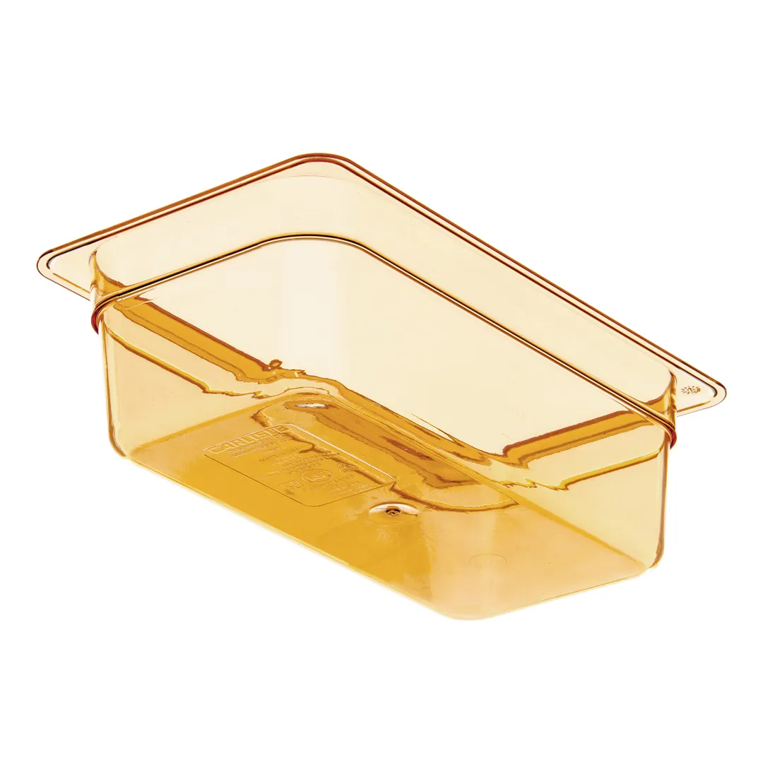 Carlisle 3086113 StorPlus High Heat Hot Food Pan, 1/3 Size, 3.8 Qt, 4" Deep, Amber Polyether Sulfone