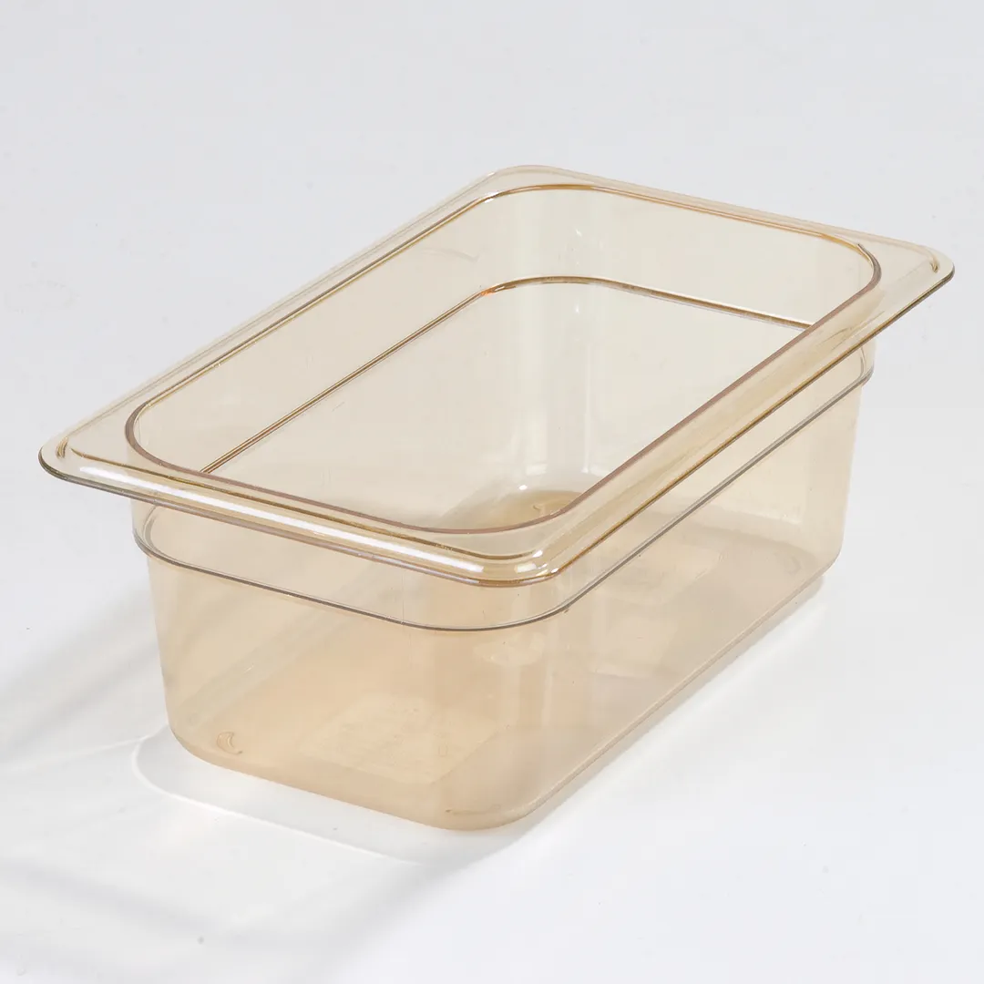 Carlisle 3088113 StorPlus High Heat Food Pan, 1/4 Size 2.8 Qt, 4" Deep, Amber PES, BPA‑Free
