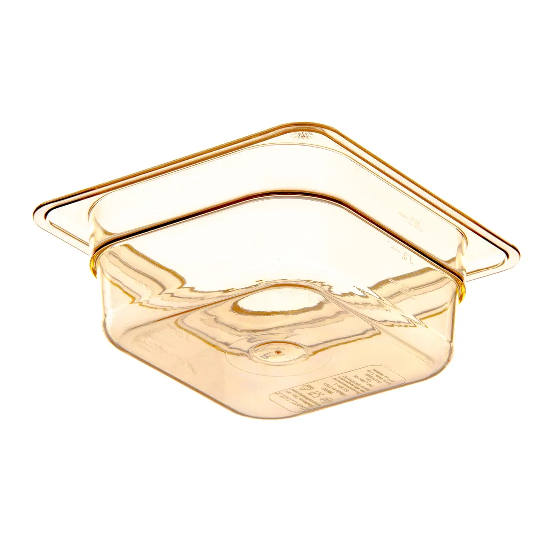 Carlisle 3088313 StorPlus Hot Food Pan, 1/6 Size, 2-1/2" Deep, Amber Polyether Sulfone, BPA‑Free, NSF