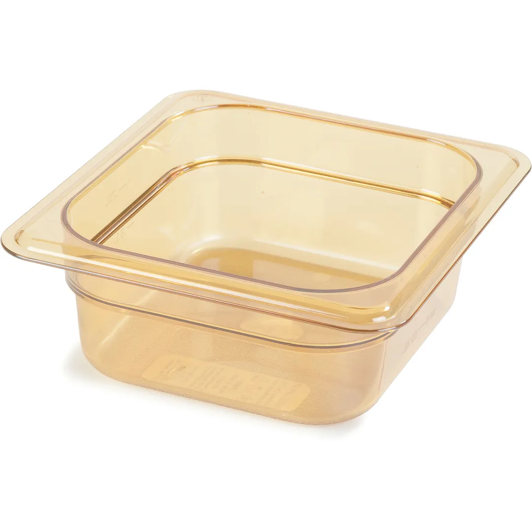 Carlisle 3088313 StorPlus Hot Food Pan, 1/6 Size, 2-1/2" Deep, Amber Polyether Sulfone, BPA‑Free, NSF