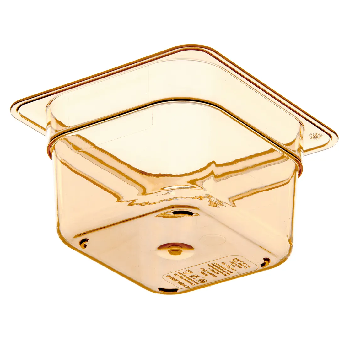 Carlisle 3088413 High Heat Hot Food Pan, 1/6 Size, 1.7 Qt, 4" Deep, Amber, Polyether Sulfone