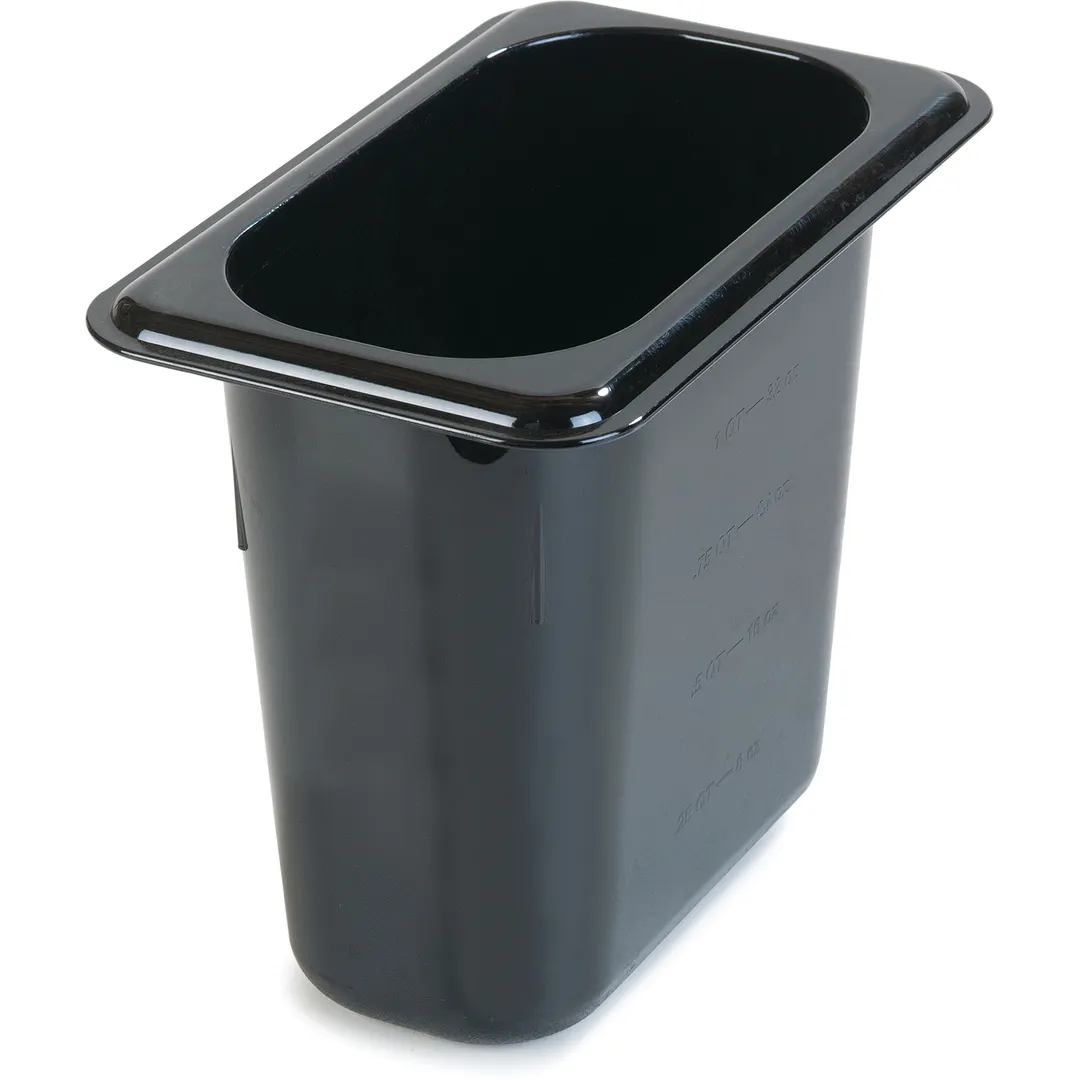 Carlisle 3088803 StorPlus High Heat Hot Food Pan, 1/9 Size, 6" Deep, Black Polyether Sulfone, NSF