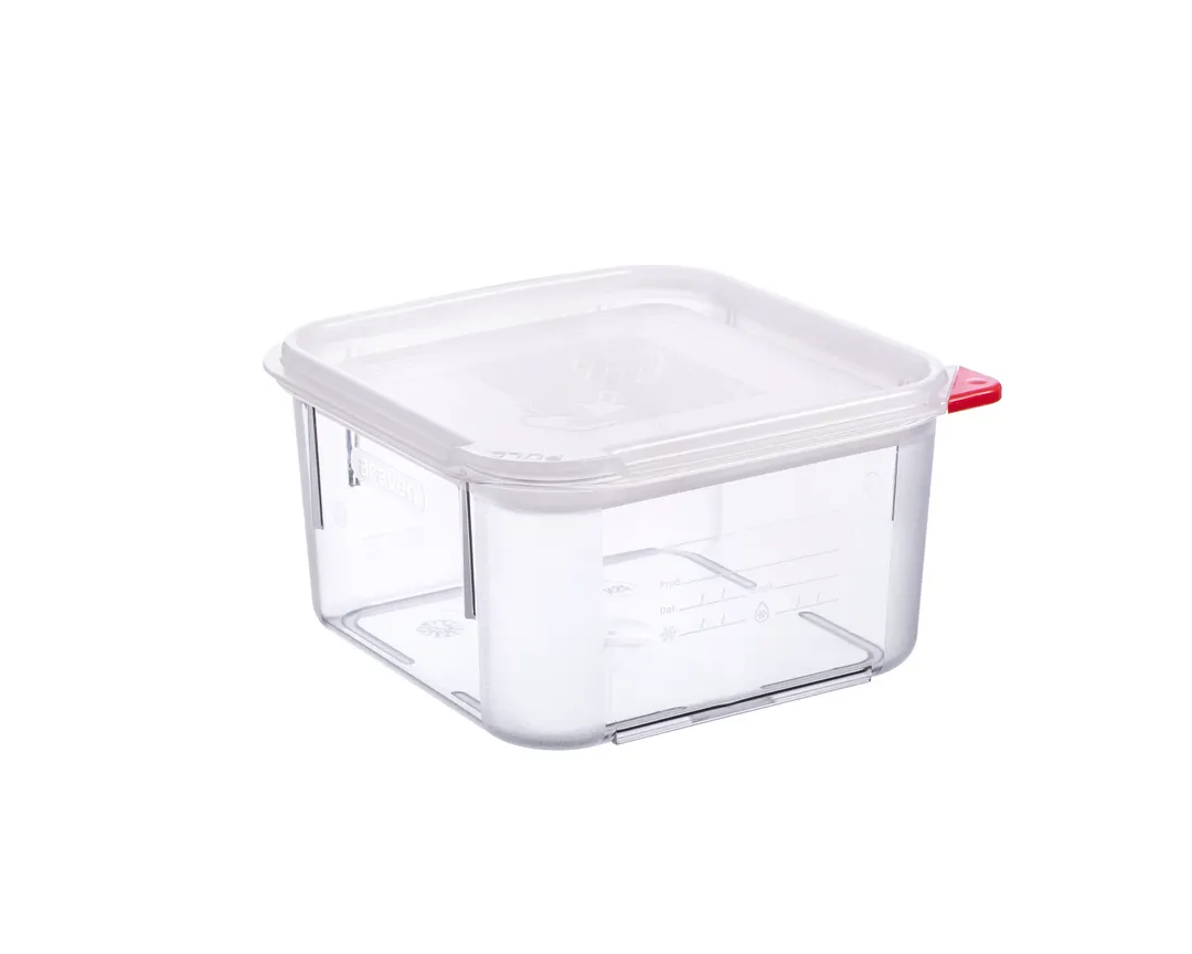 Carlisle 31851 Araven 2.1 Qt Clear Polycarbonate Container with Lid, 7-1/8"W x 7-1/8"D x 3-3/8"H