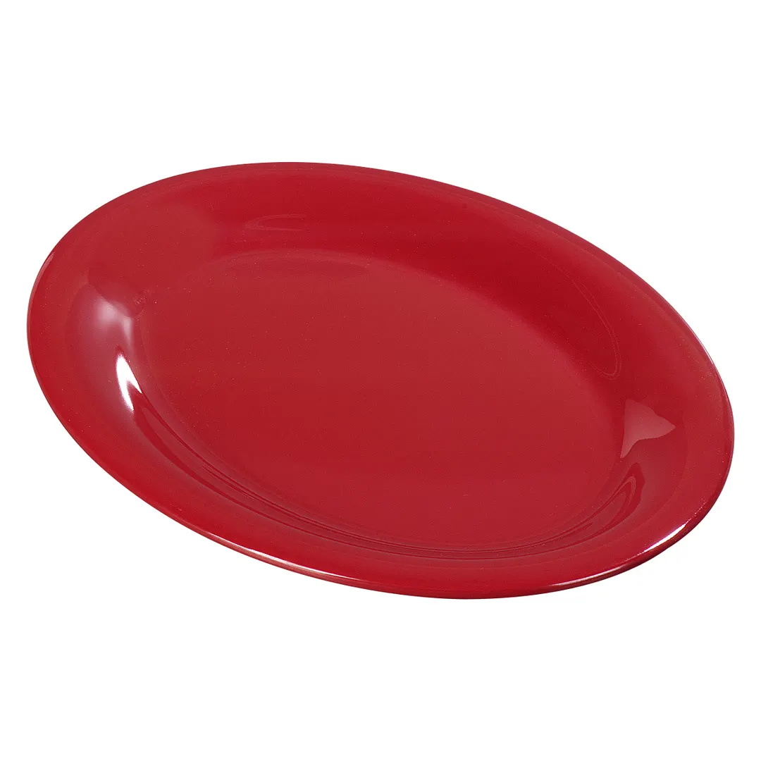 Carlisle 3308205 - 12" x 9" Oval Red Melamine Serving Platter, Dishwasher Safe, Heat Resistant, BPA Free