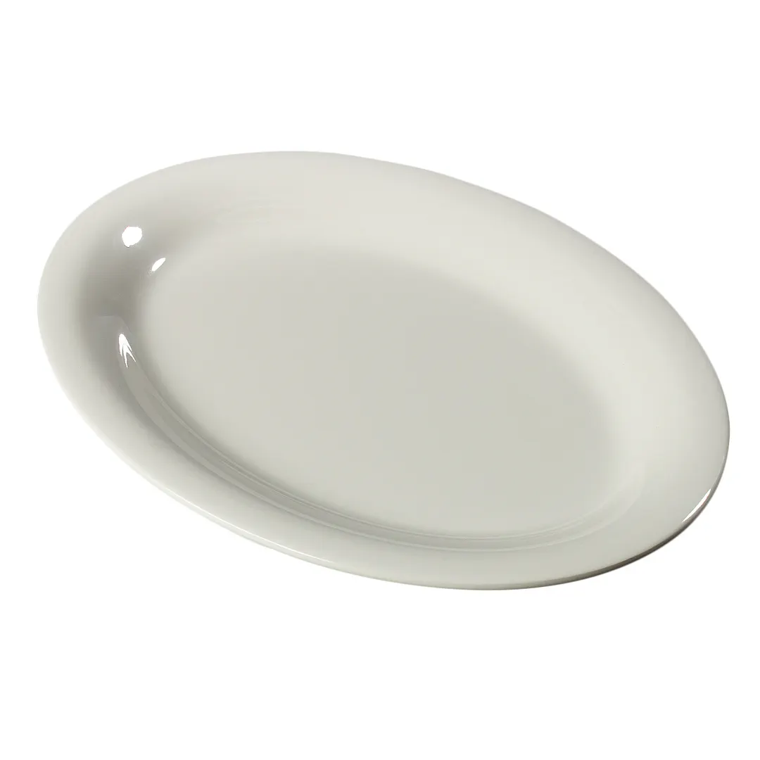 Carlisle 3308242 - Oval 12" White Melamine Serving Platter, BPA-Free, Heat-Resistant, NSF