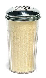 Carlisle 331907 Cheese Shaker, 12‑oz., 3" Dia. x 5-1/2" H, Clear, Metal Lid, Stainless Steel Perforated Top