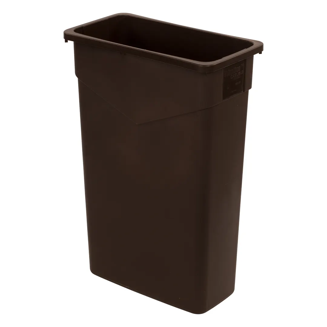 Carlisle 34202369 Trimline 23‑Gallon Rectangular Container, Brown Polyethylene, Corner Tabs
