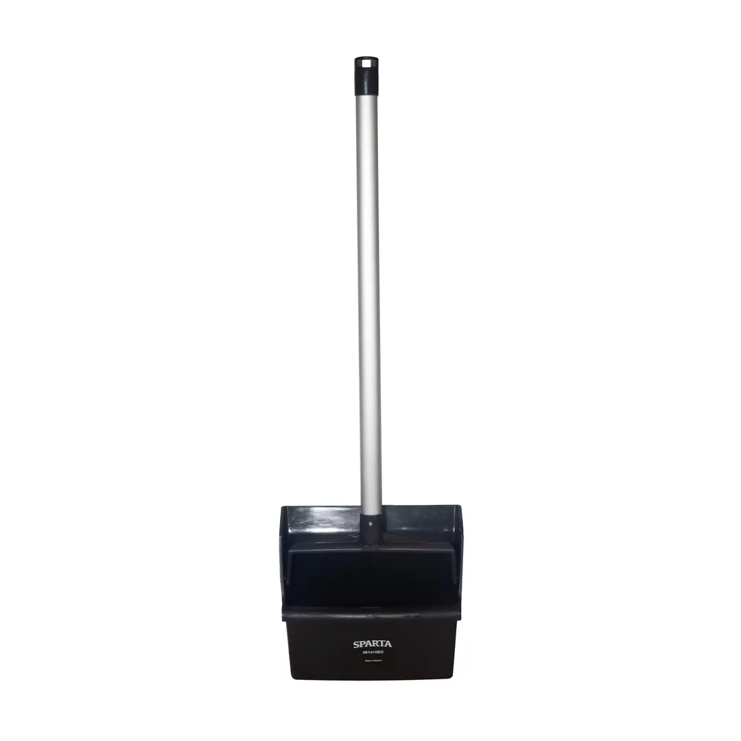 Carlisle 361410EC03 Sparta Dust Pan, 12" Wide, Hanging Hole, Locking Yoke, Handle, Black