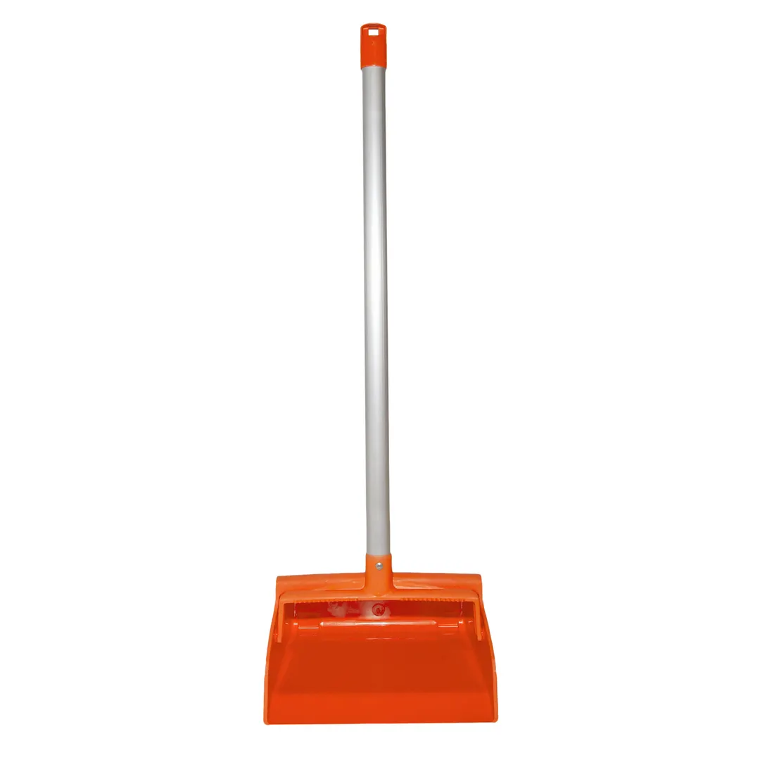 Carlisle 361410EC24 Sparta Dust Pan, 12" Wide, Hanging Hole, Serrated Edge, Aluminum Handle, Orange