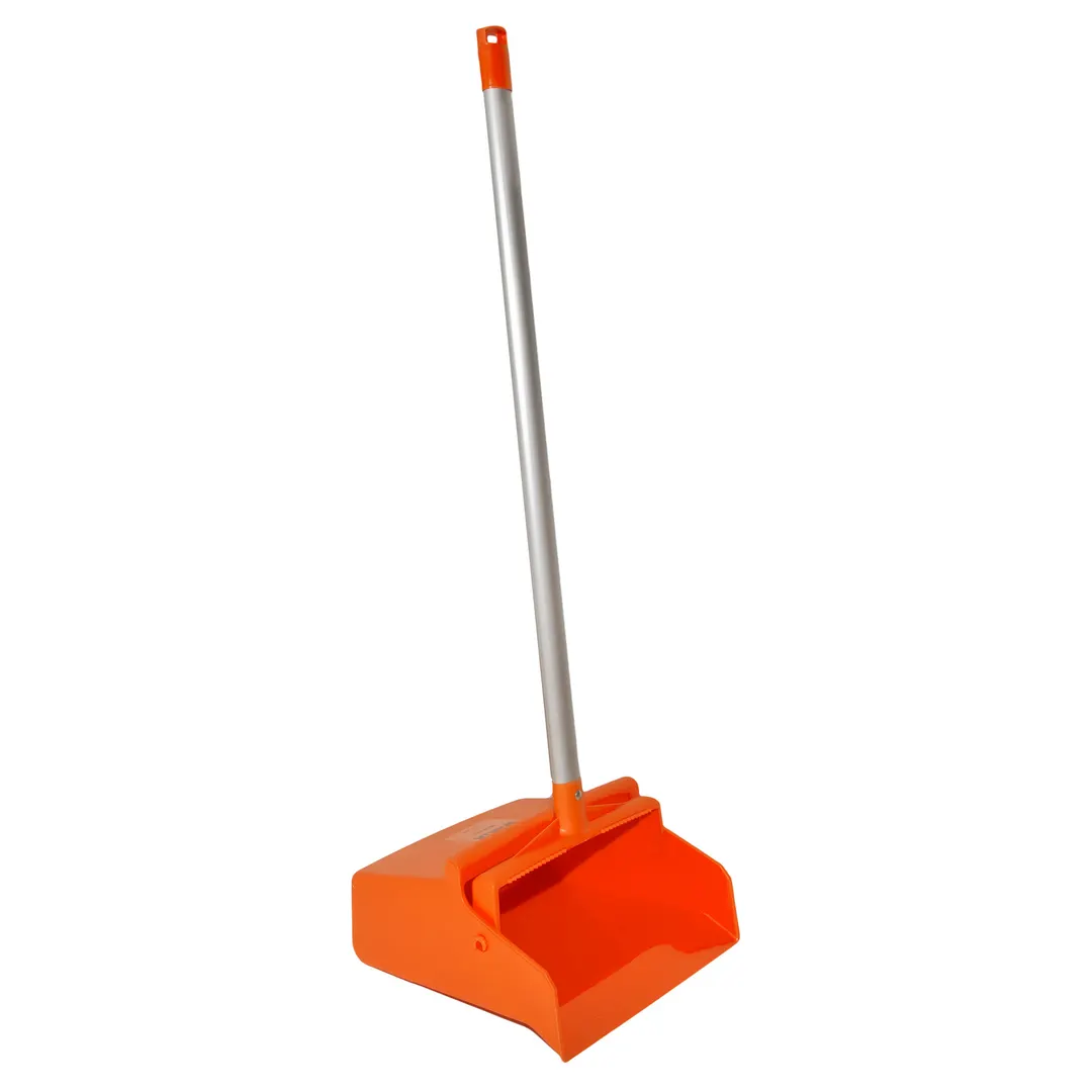 Carlisle 361410EC24 Sparta Dust Pan, 12" Wide, Hanging Hole, Serrated Edge, Aluminum Handle, Orange
