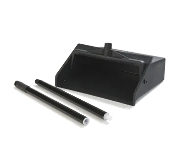 Carlisle 36142003 Lobby Dust Pan, 12" Pan with Serrated Edge, 30" Handle, Pivot Hang Hole, Black