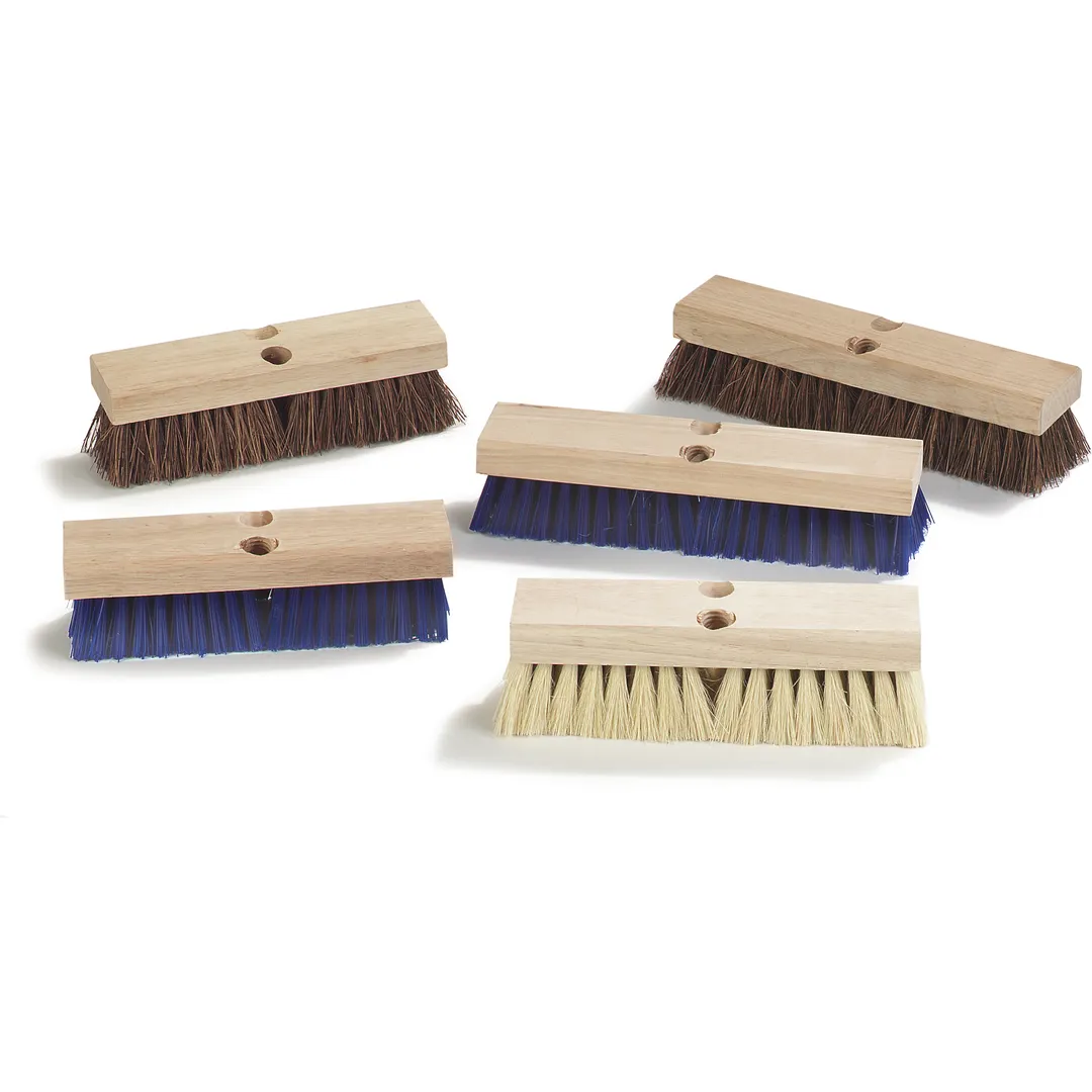 Carlisle 3617514 Flo‑Pac Scrub Brush Head, 10" x 2‑3/4" Blue, Polypropylene Bristles, Hardwood Block