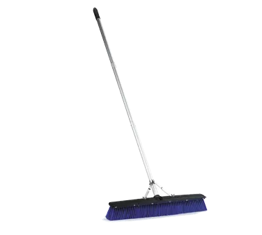Carlisle 3621962414 Sweep Broom, 24" Blue Block with Squeegee, 3" Trim, 60" Handle - 1/Each