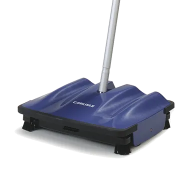 Carlisle 3639914 Multi-Surface Duo-Sweeper, 9-1/2" Brushless, 10" Path, Dust Bin, 42" Handle, Blue ABS