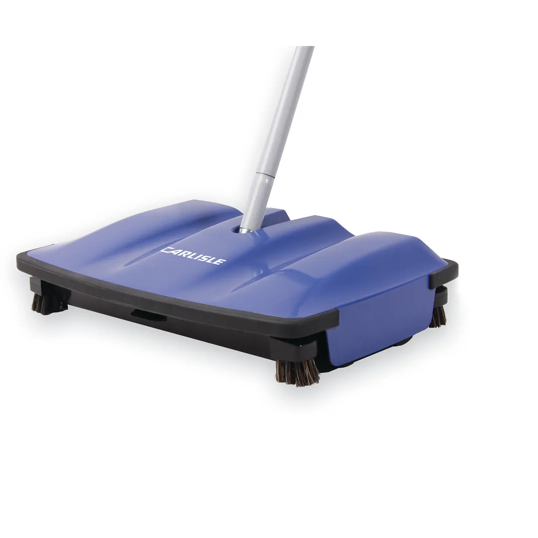 Carlisle 3640014 Duo‑Sweeper, 12" Low‑Profile Blue ABS, Brushless Rubber Blades, Large Dust Bin