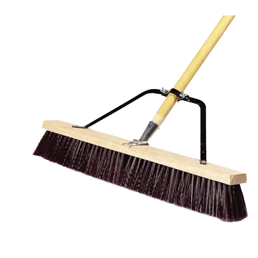 Carlisle 367378TC00 Commercial Push Broom, 24" Hardwood Block, Stiff Plastic Bristles, Maroon Handle