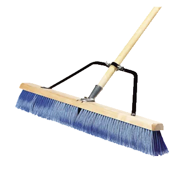 Carlisle 367382TC14 Commercial Push Broom, 24" Hardwood Block, Fine Plastic Bristles, Blue Finish