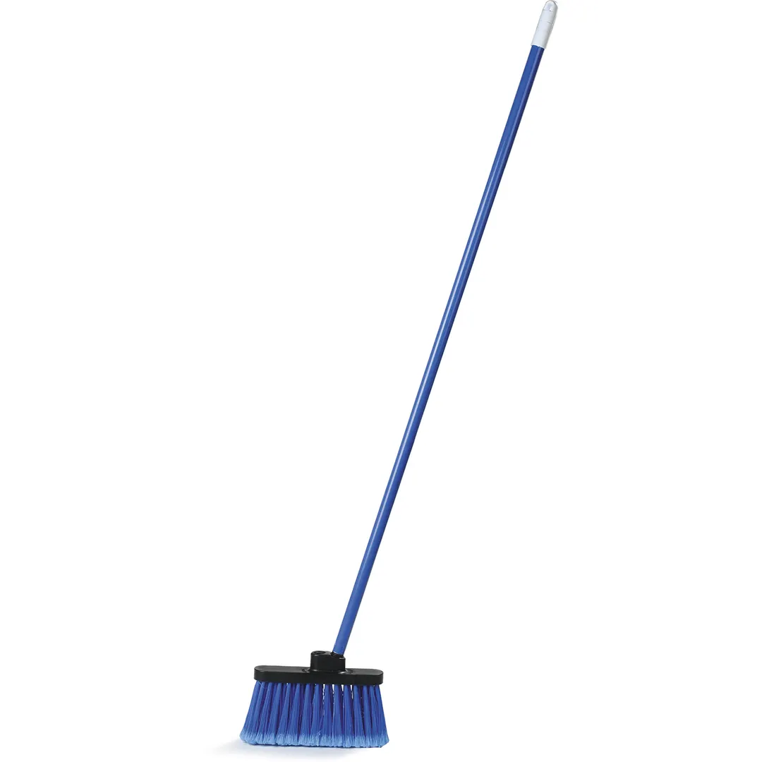 Carlisle 3686314 Duo‑Sweep Broom, 48" Blue Threaded Handle, 11" Wide Flagged Bristles, Lobby