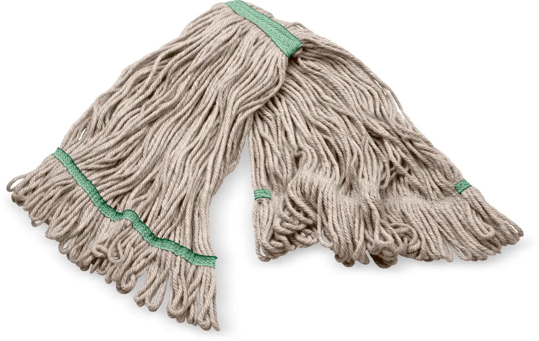 Carlisle 369320M00 Wet Mop Head - Medium 1" Green Band, 4‑Ply Cotton/Synthetic End, Anti‑Microbial