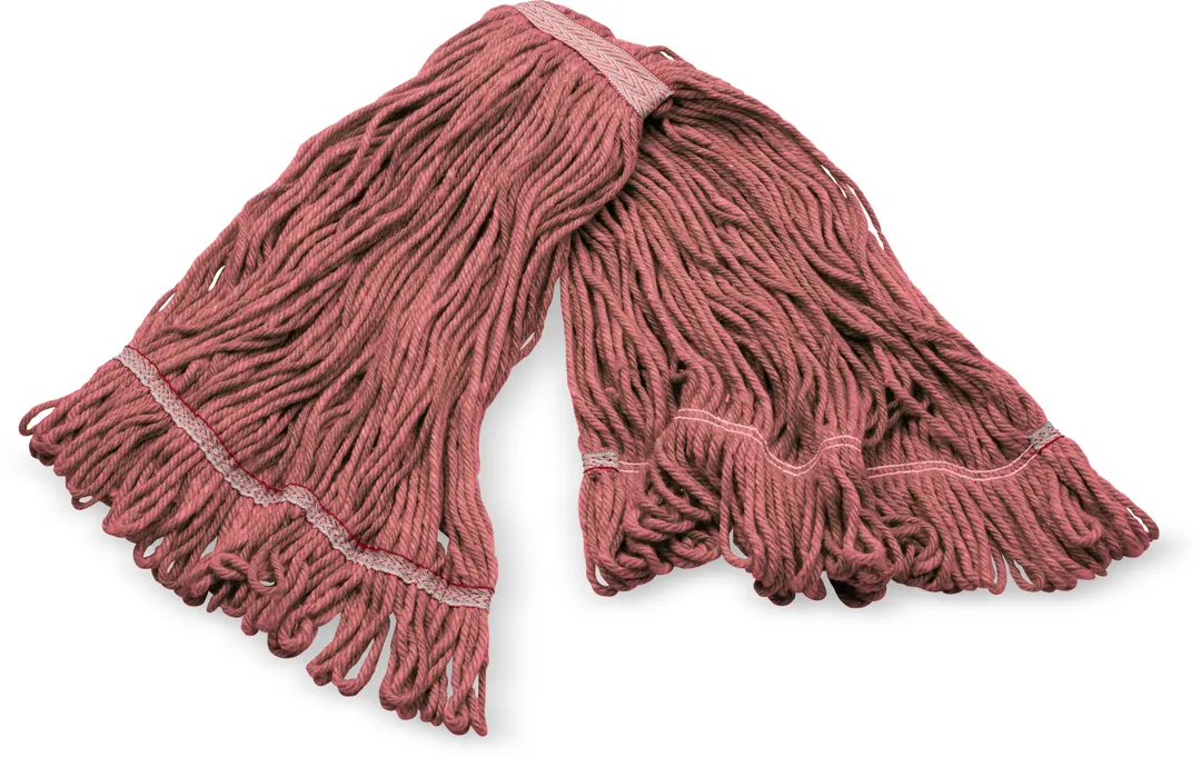 Carlisle 369325M05 Anti-Microbial Wet Mop Head, Large 1" Red Band, Looped End, 4‑Ply Cotton Blend