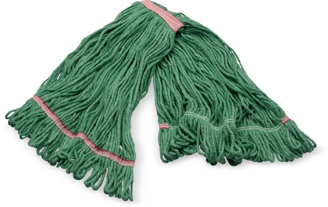 Carlisle 369325M09 Wet Mop Head - Large 1" Green Bacterial Resistant, 4‑Ply Cotton/Synthetic Blend