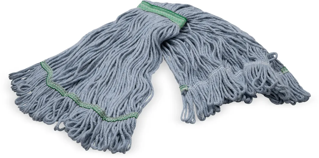 Carlisle 369417B14 Wet Mop Head – Medium 1" Green Band, Blue 4‑Ply Cotton/Synthetic Loop End