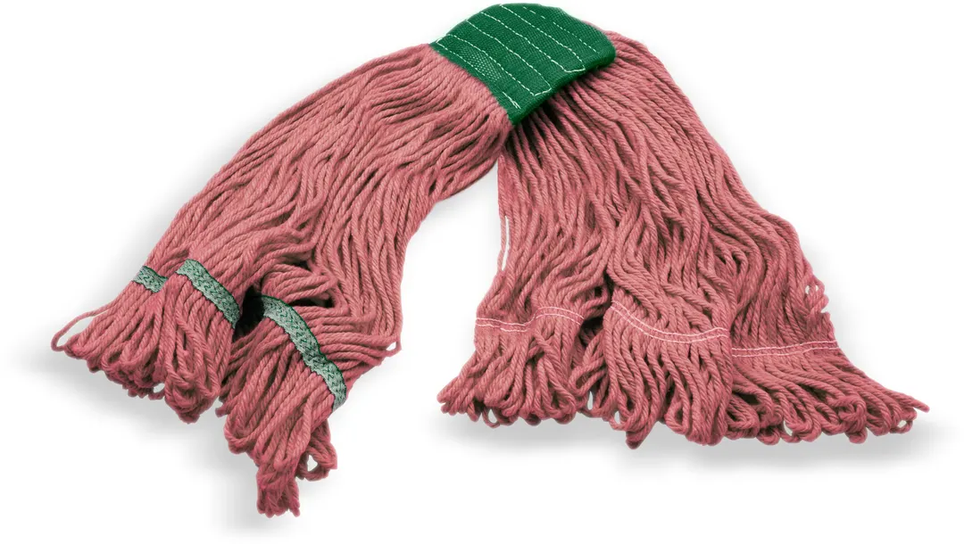 Carlisle 369418B05 Wet Mop Head - Medium 5" Green Band, Red 4‑Ply Cotton/Synthetic Loop End