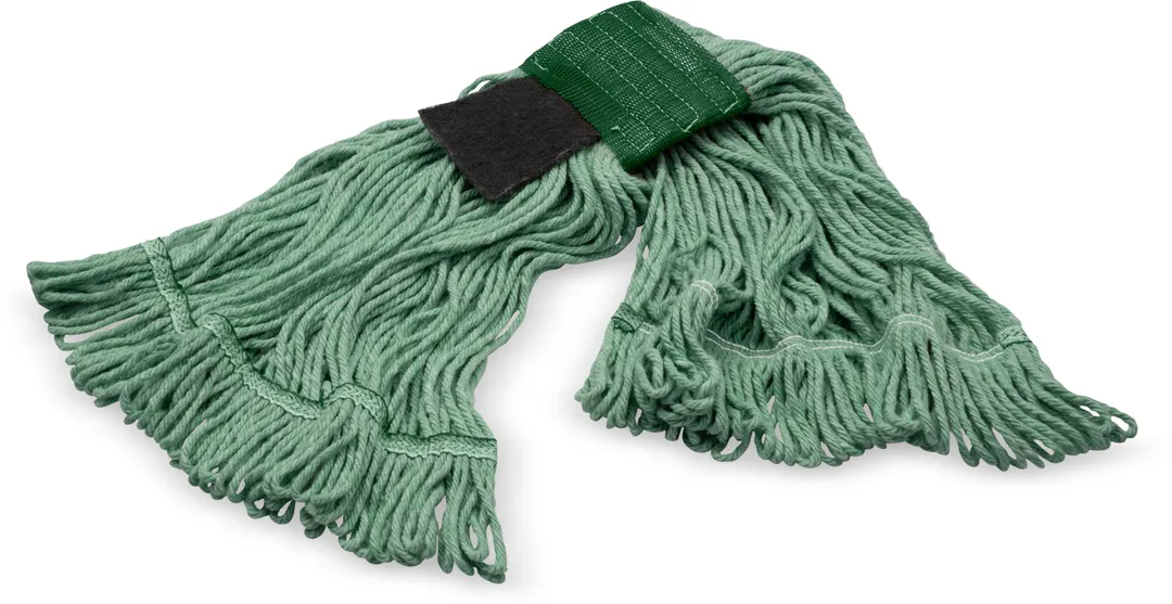 Carlisle 369418S09 Wet Mop Head - Medium 5" Green Band, Loop End, 4‑Ply Cotton/Synthetic Blend