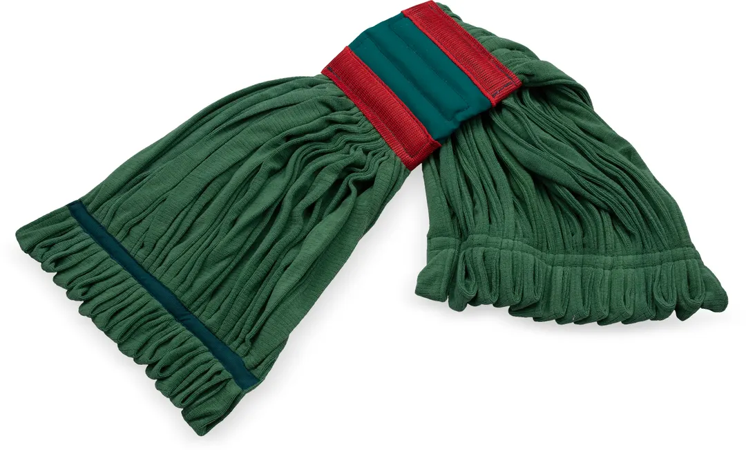 Carlisle 36942009 Large Green Microfiber Wet Mop Head, Looped End, All‑Purpose Cleaning - 1/Case
