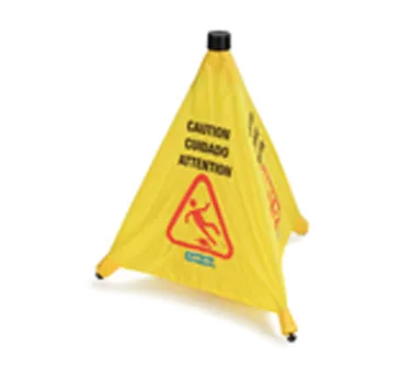 Carlisle 3694204 Pop-Up Cone Floor Sign, 18" W x 20" H Nylon, English/Spanish/French