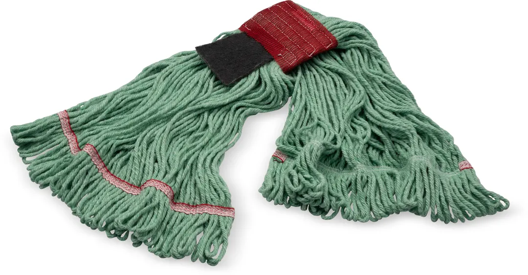 Carlisle 369424S09 Wet Mop Head - 5" Green End, 4‑Ply Cotton/Synthetic Blend Scrubber