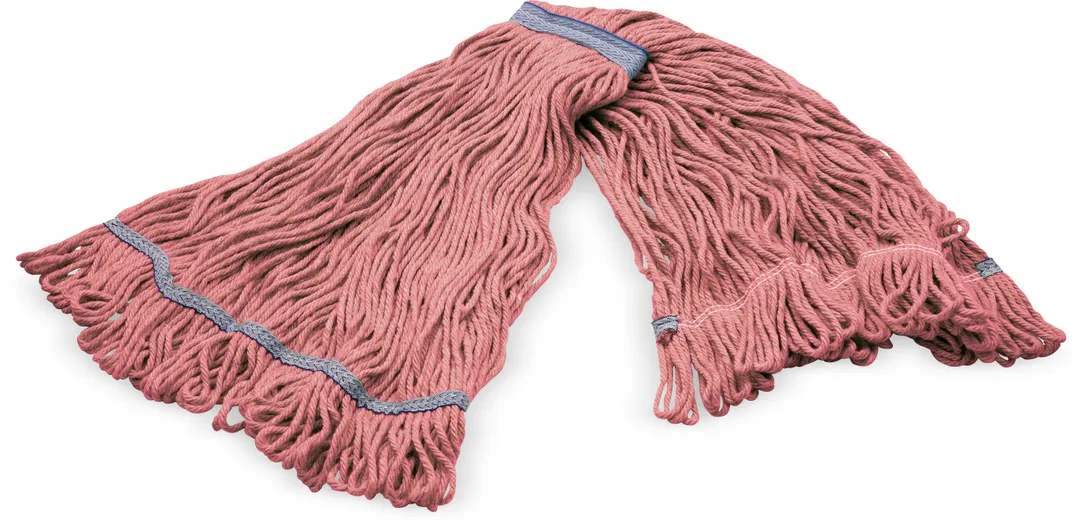 Carlisle 36942905 Wet Mop Head - X-Large Loop End, Red 4‑Ply Acrylic Fiber, 1" Blue Band, Wet Mop